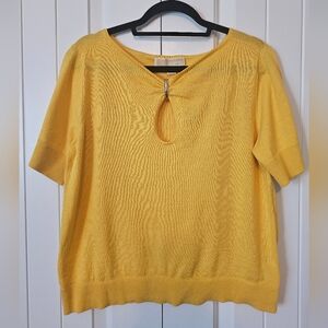 Michael Kors Yellow Knit Top with Keyhole Cutout